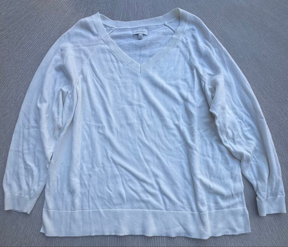 Lucky Brand V-Neck Knit Sweater Size XXL Raglan Long Sleeve